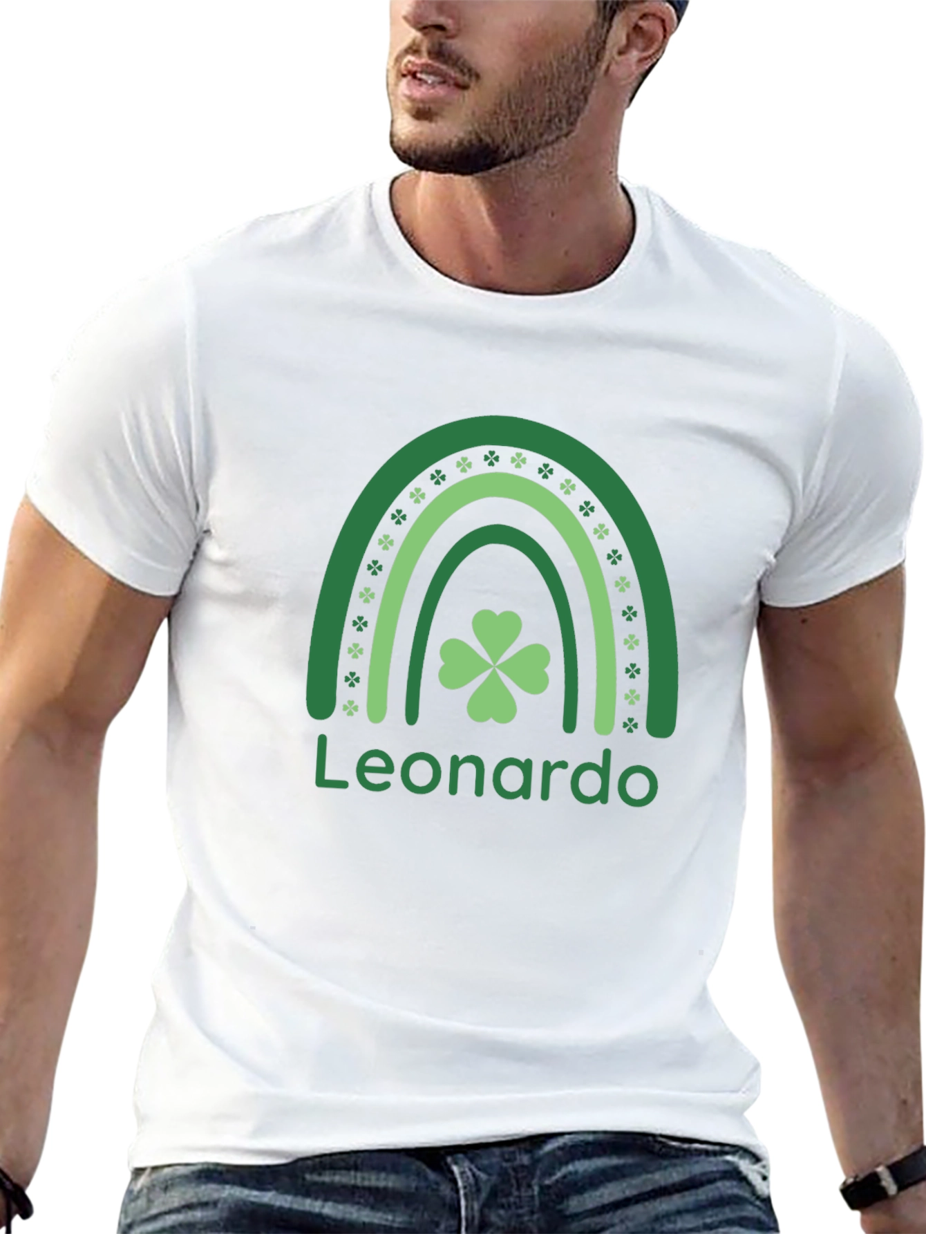 St. Patrick's Day Personalized Shamrock Rainbow T-Shirt - 13