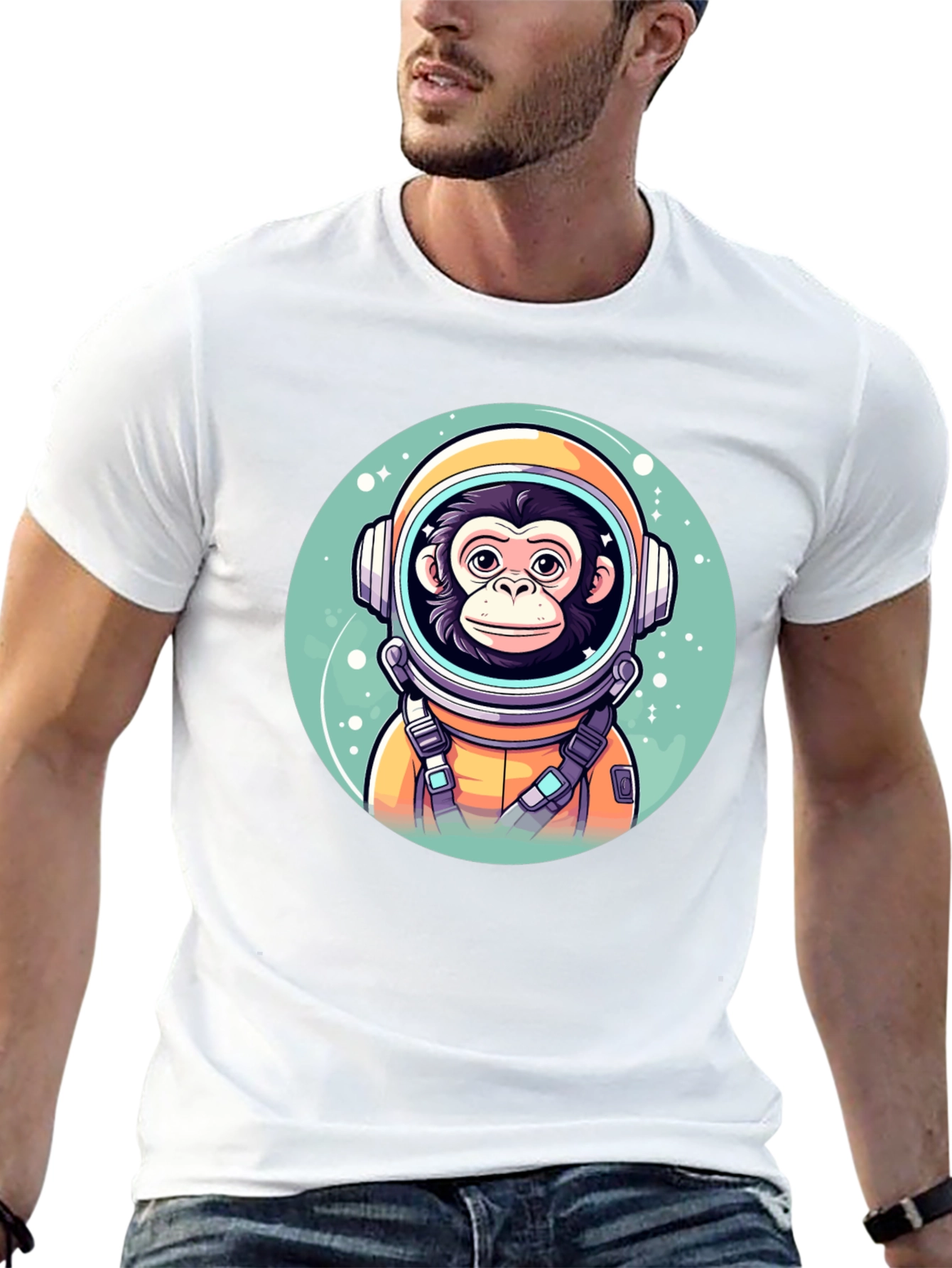Black Monkey Astronaut Graphic T-Shirt view 13