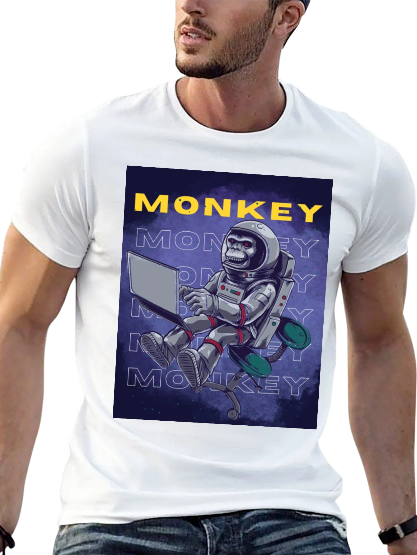 Black Monkey Astronaut Graphic Tee - Novelty Design view 13