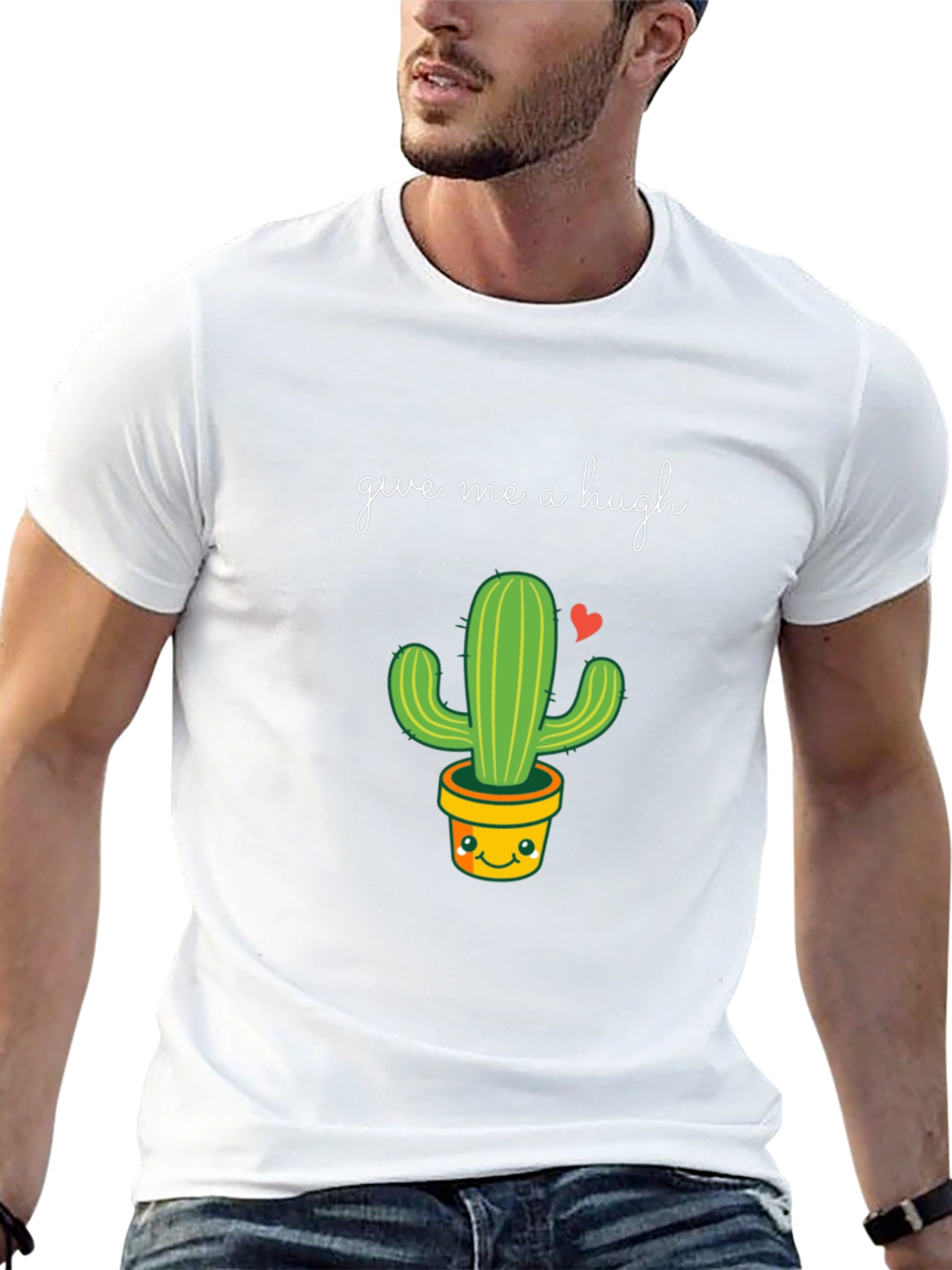 Black Give Me a Hugh Cactus T-Shirt view 13