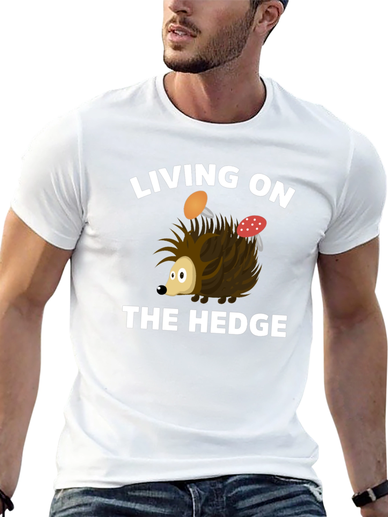 Black Living on the Hedge Hedgehog T-Shirt view 13