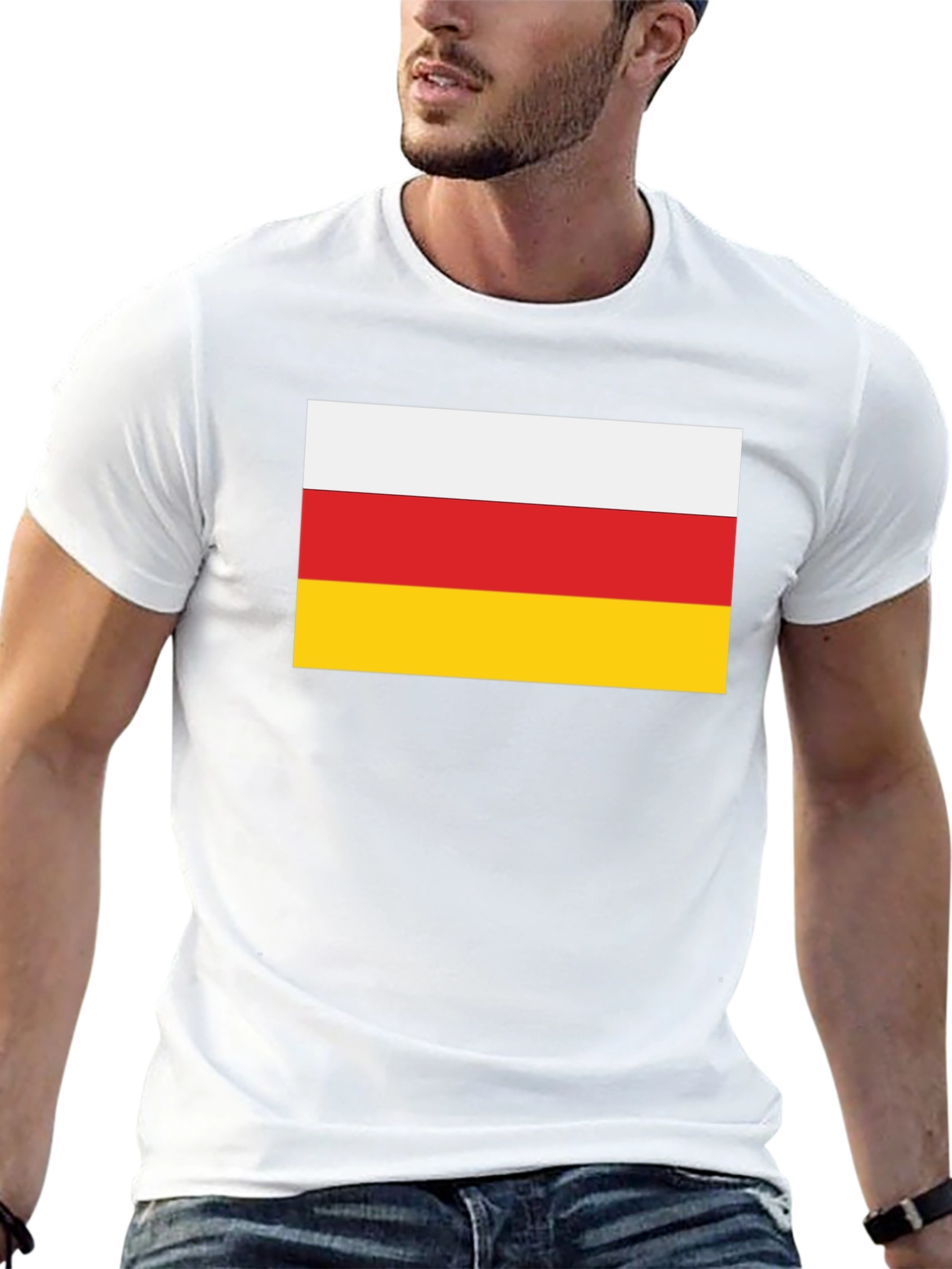 South Ossetia Flag T-Shirt - Black Crew Neck Tee - 13