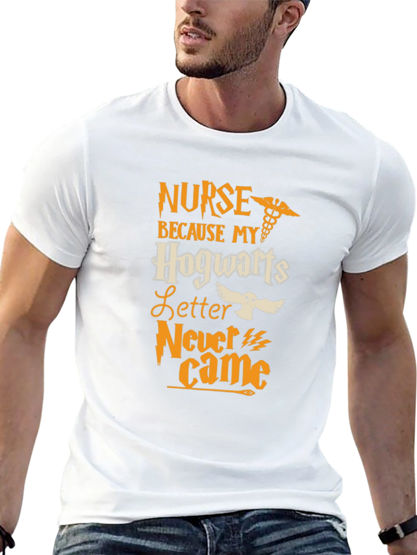 Black Nurse Hogwarts Letter T-Shirt - Black Cotton view 13