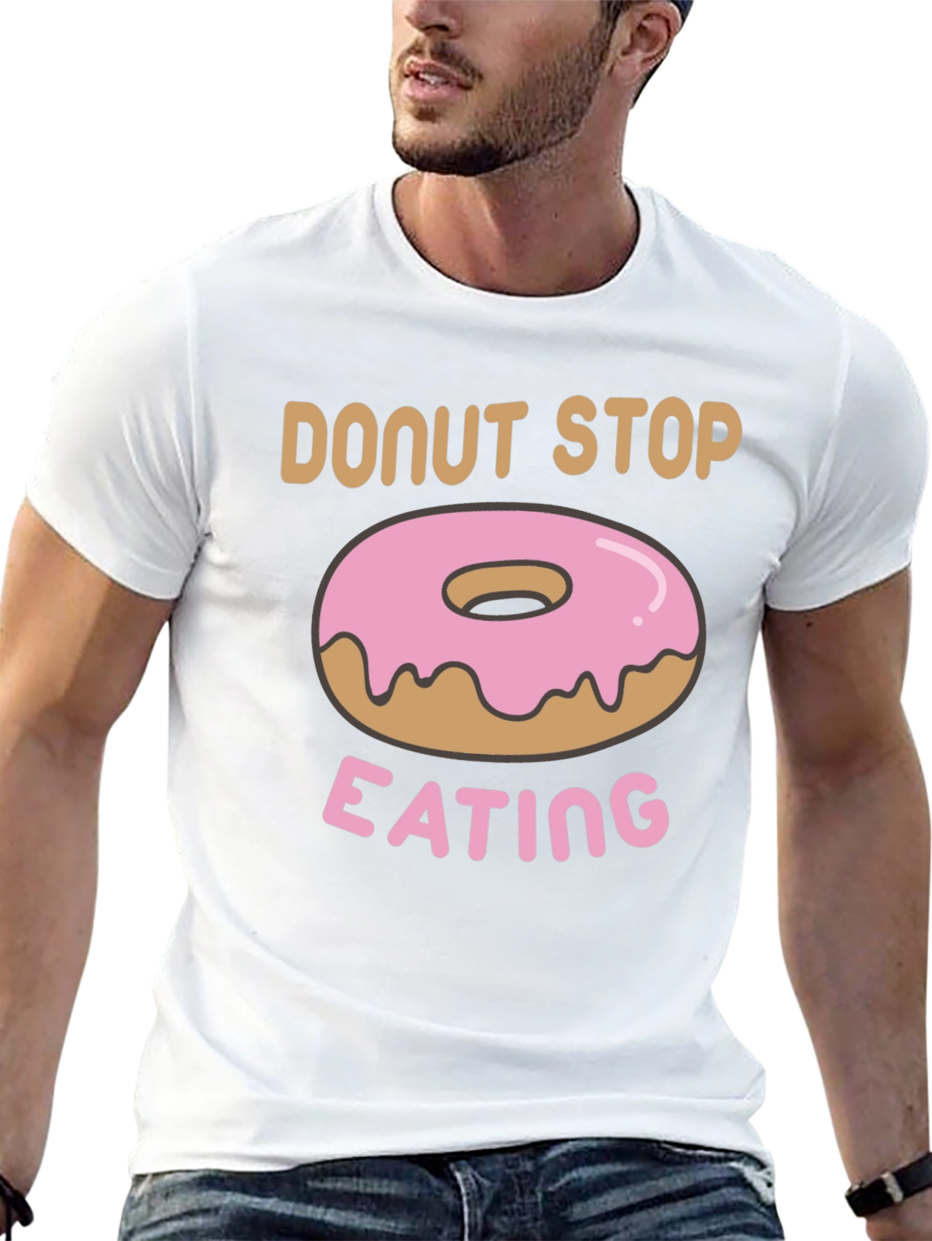 Black Donut Stop Eating Graphic T-Shirt view 13