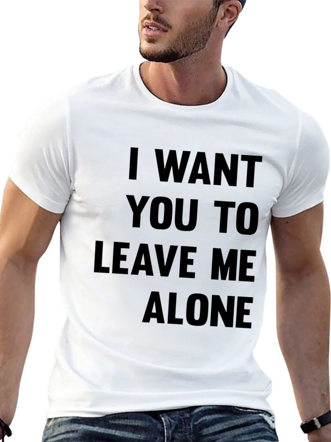 Black Leave Me Alone Slogan Tee - Black T-Shirt view 13