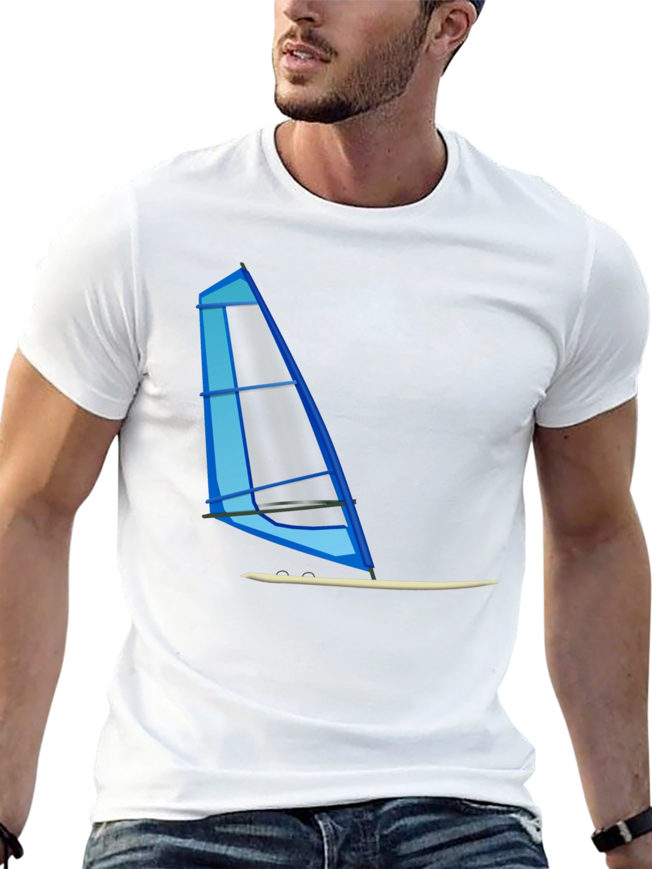 Black Windsurf Graphic Tee - Black Cotton T-Shirt view 13