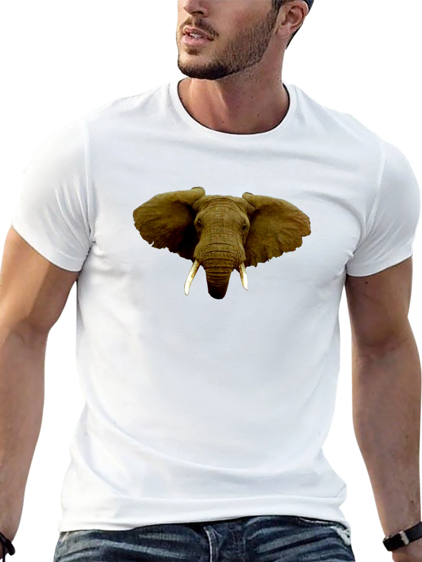 Black Elephant Graphic Print Black T-Shirt view 13