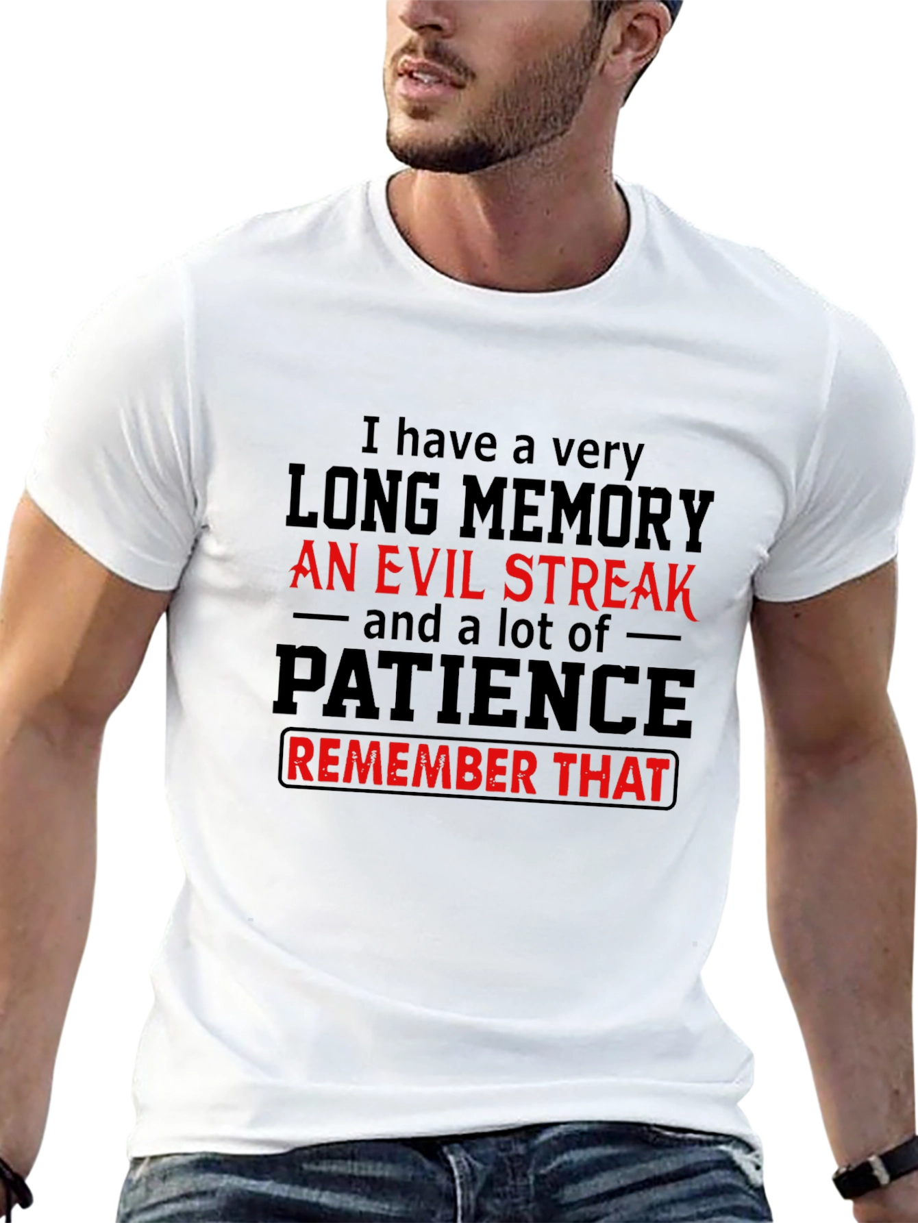 Black Long Memory Evil Streak Patience T-Shirt view 13