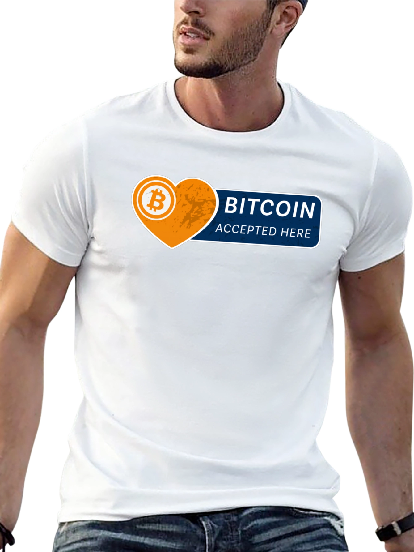 Black Bitcoin Accepted Here Graphic Tee - Black Cotton T-Shirt view 13