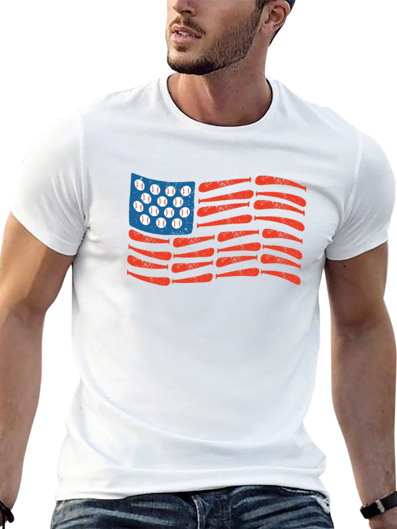 Black American Baseball Flag T-Shirt view 13