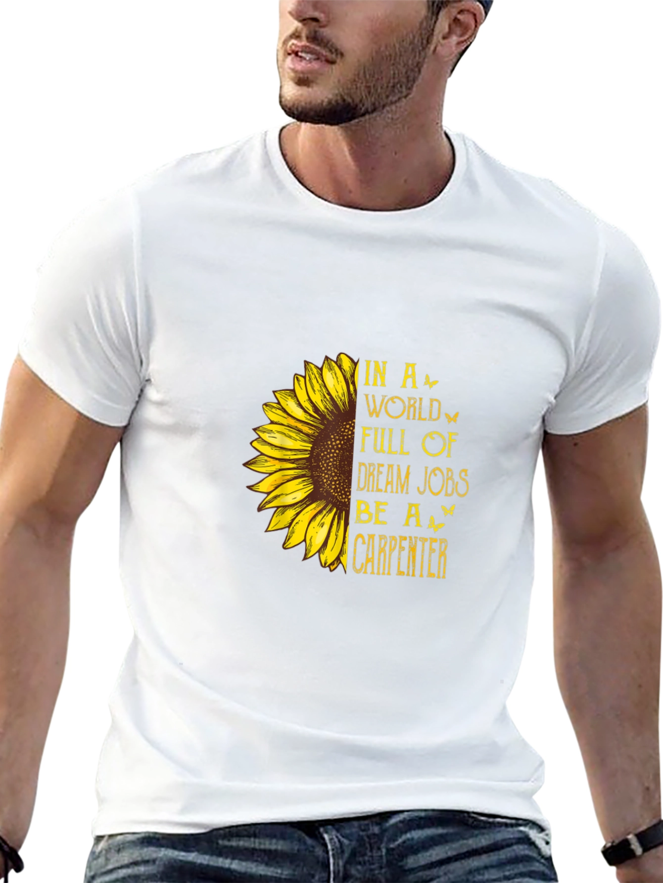 Black Carpenter Sunflower Graphic Tee - Black Cotton Blend view 13