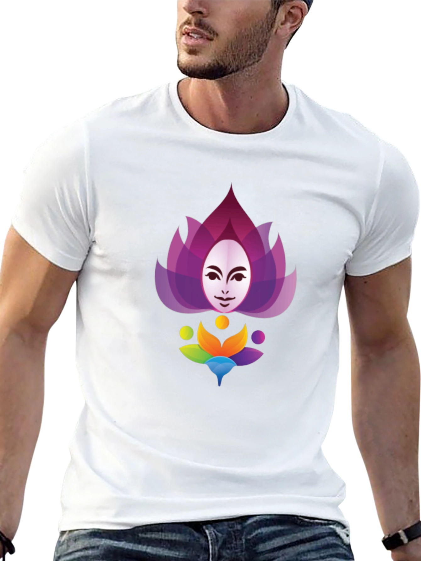 Black Lotus Face Graphic T-Shirt - Stylish Cotton Blend view 13