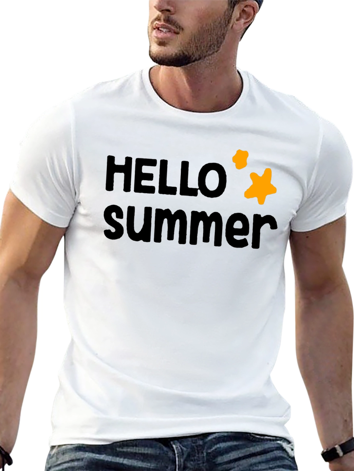 Black Hello Summer Black Cotton Tee view 13