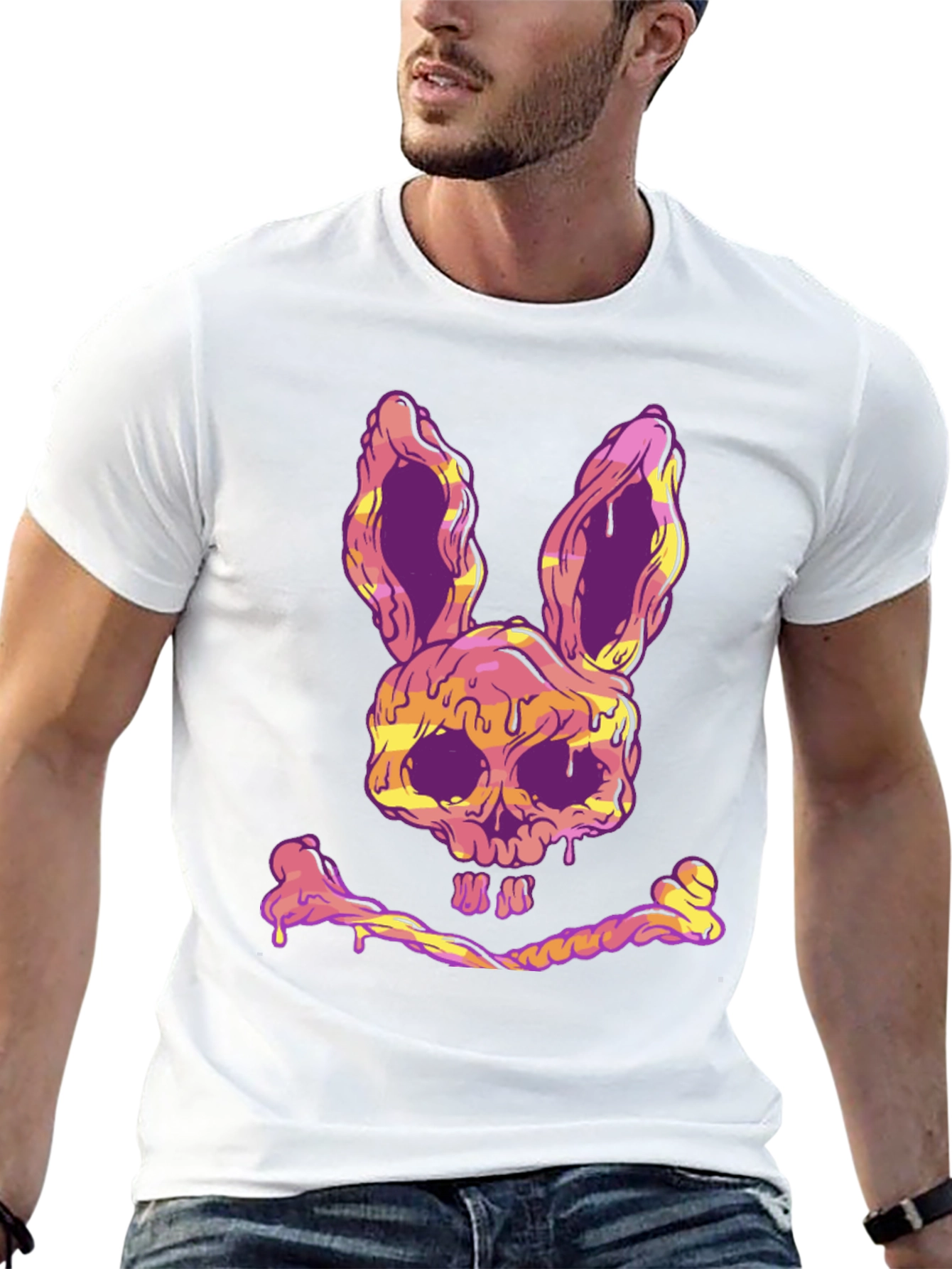 Black Skull Bunny T-Shirt - Edgy Graphic Tee view 13