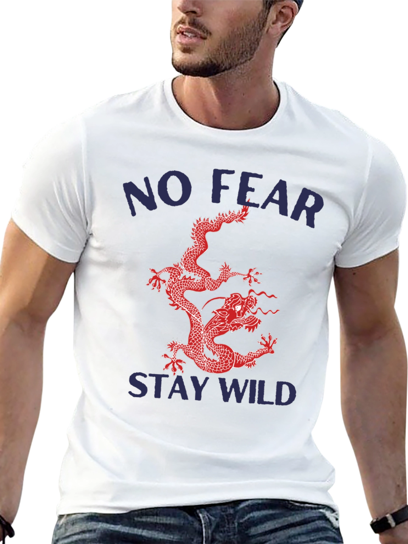 Black No Fear Stay Wild Dragon Graphic Tee view 13