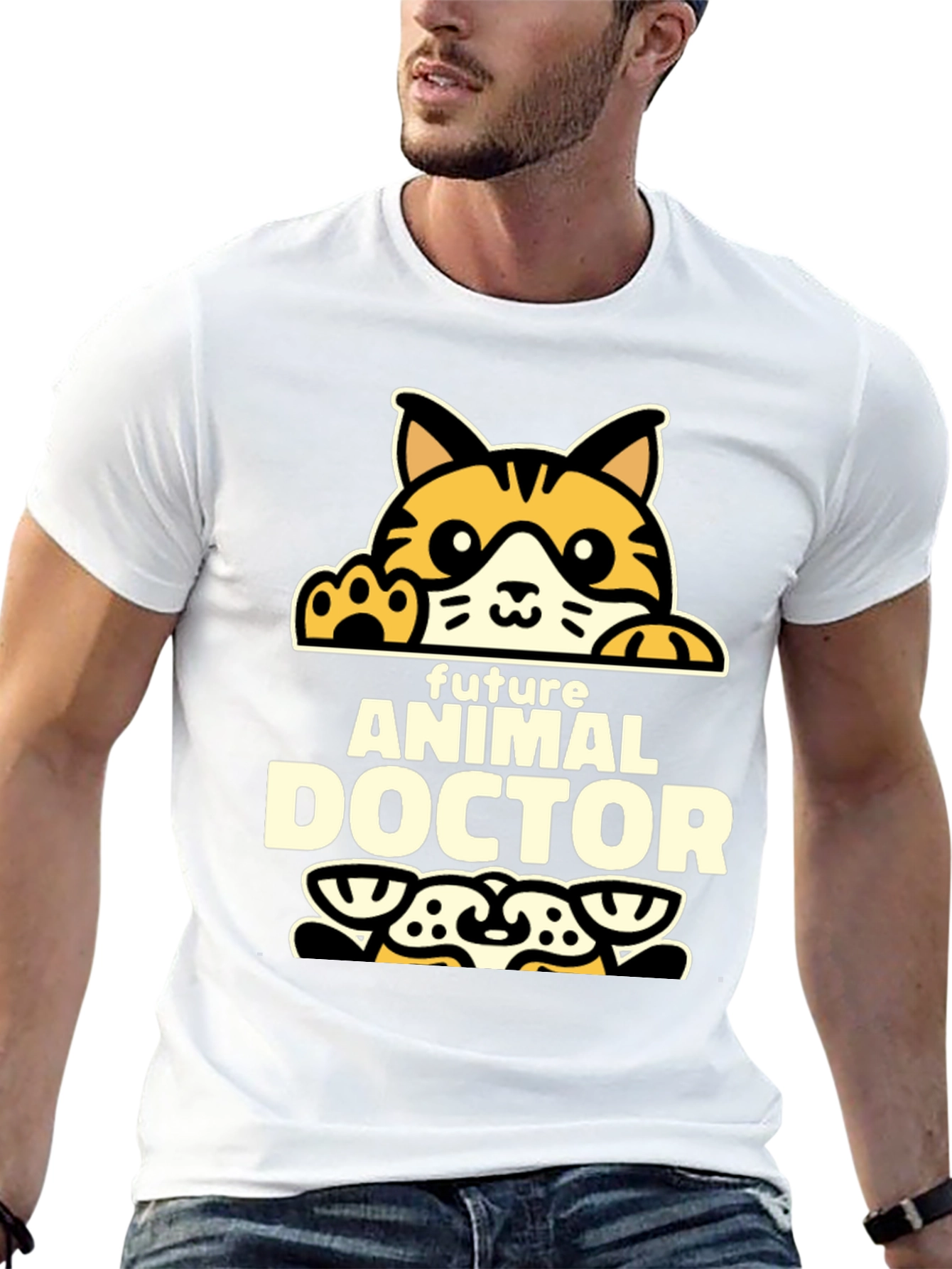 Black Future Animal Doctor T-Shirt - Cute Cat Design view 13