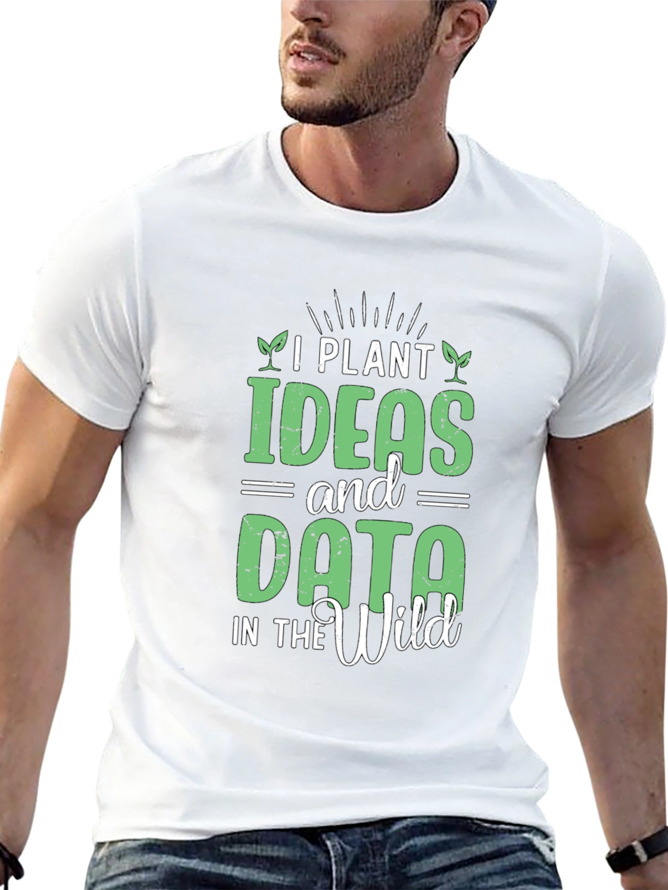 Black I Plant Ideas and Data in the Wild Funny T-Shirt view 13