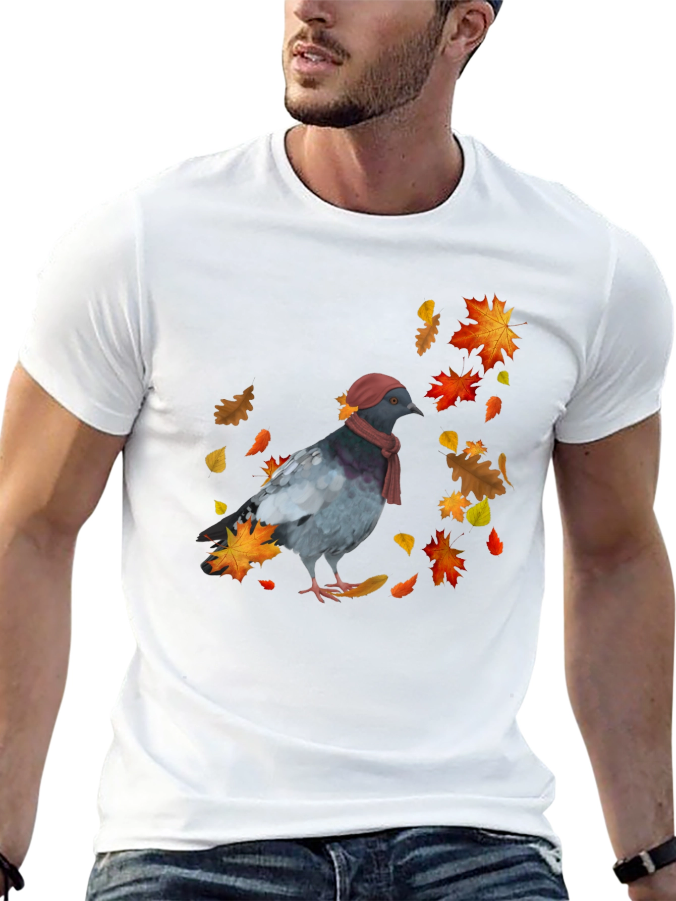 Black Pigeon Fall T-Shirt - Autumn Bird Tee view 13