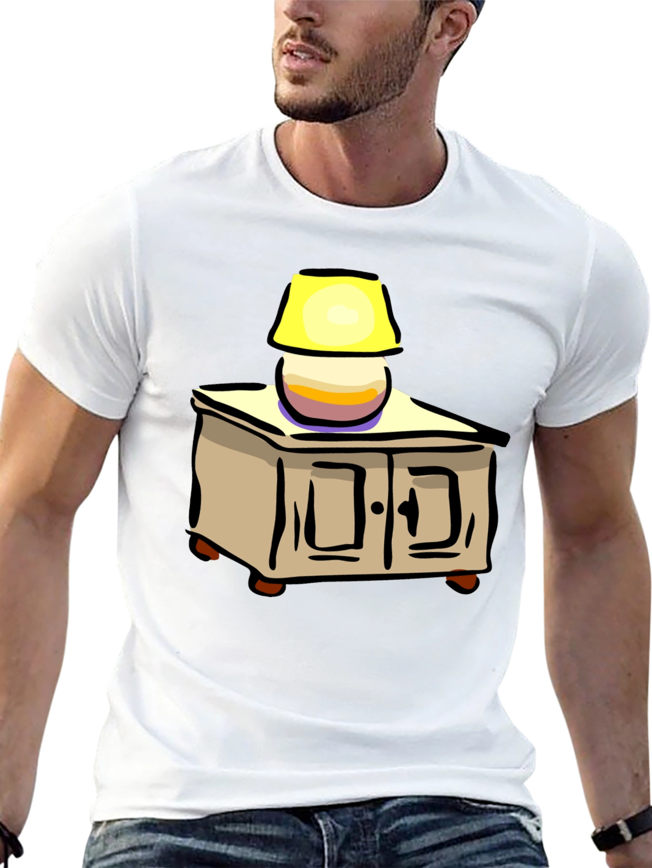 Black Cartoon Nightstand Lamp T-Shirt view 13