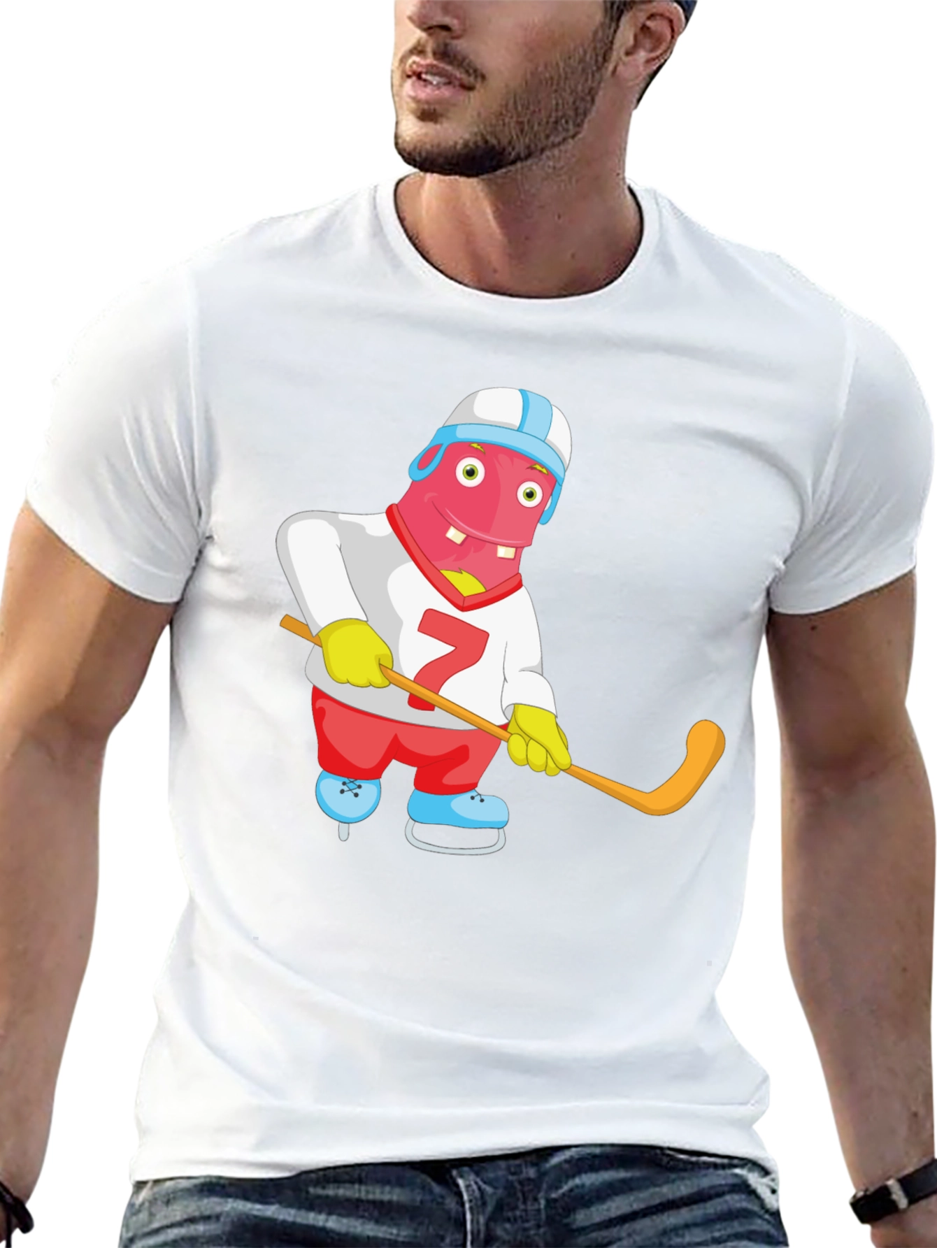 Black Funny Hockey Monster Graphic Tee view 13