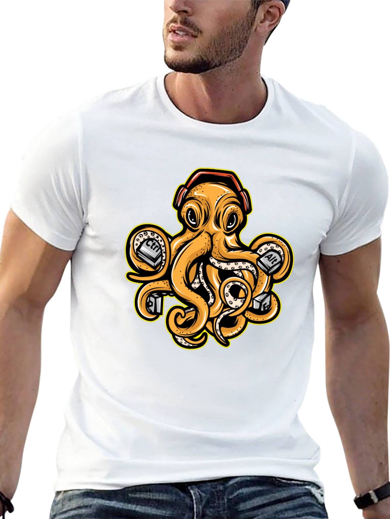 Black Tech Octopus Graphic Tee - Gamer Style view 13
