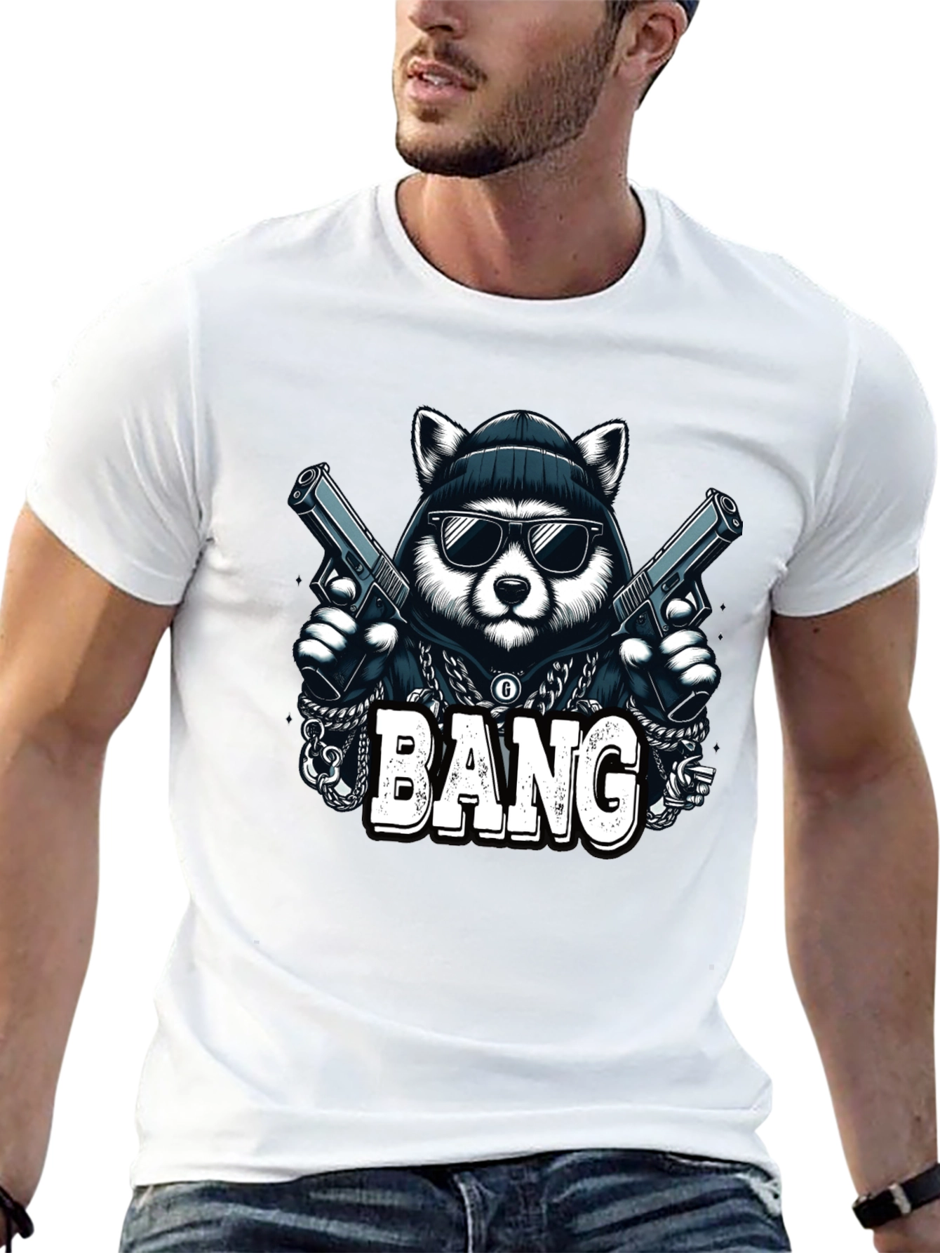 Black Raccoon Gangster Graphic Tee view 13