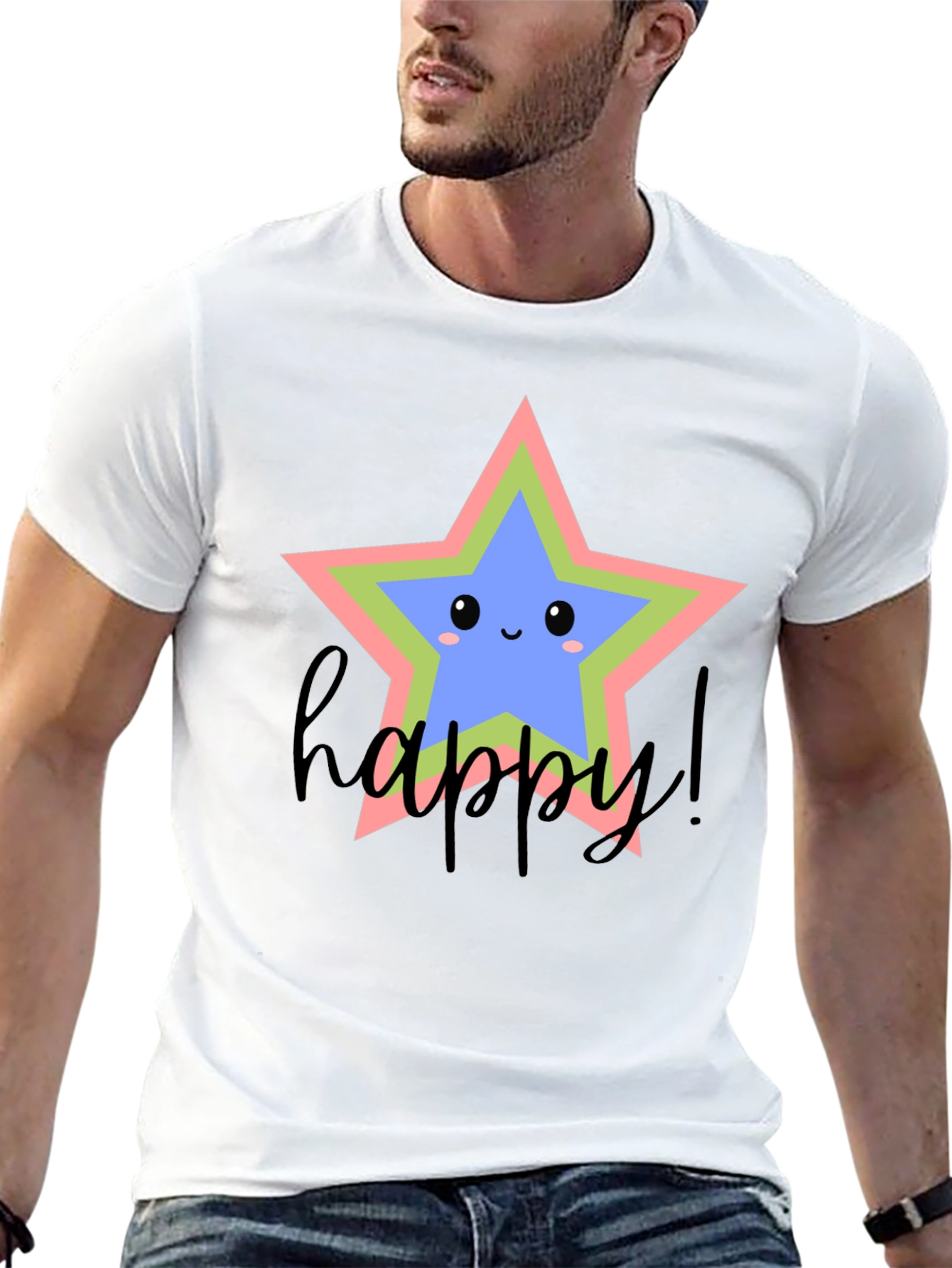 Black Cute Star Graphic Tee - Happy Vibes view 13