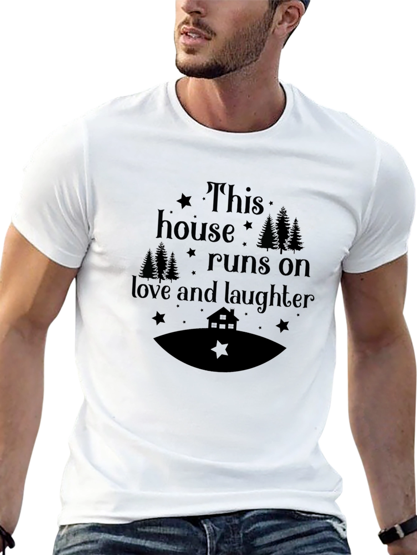 Black This House Runs on Love and Laughter Graphic Tee view 13