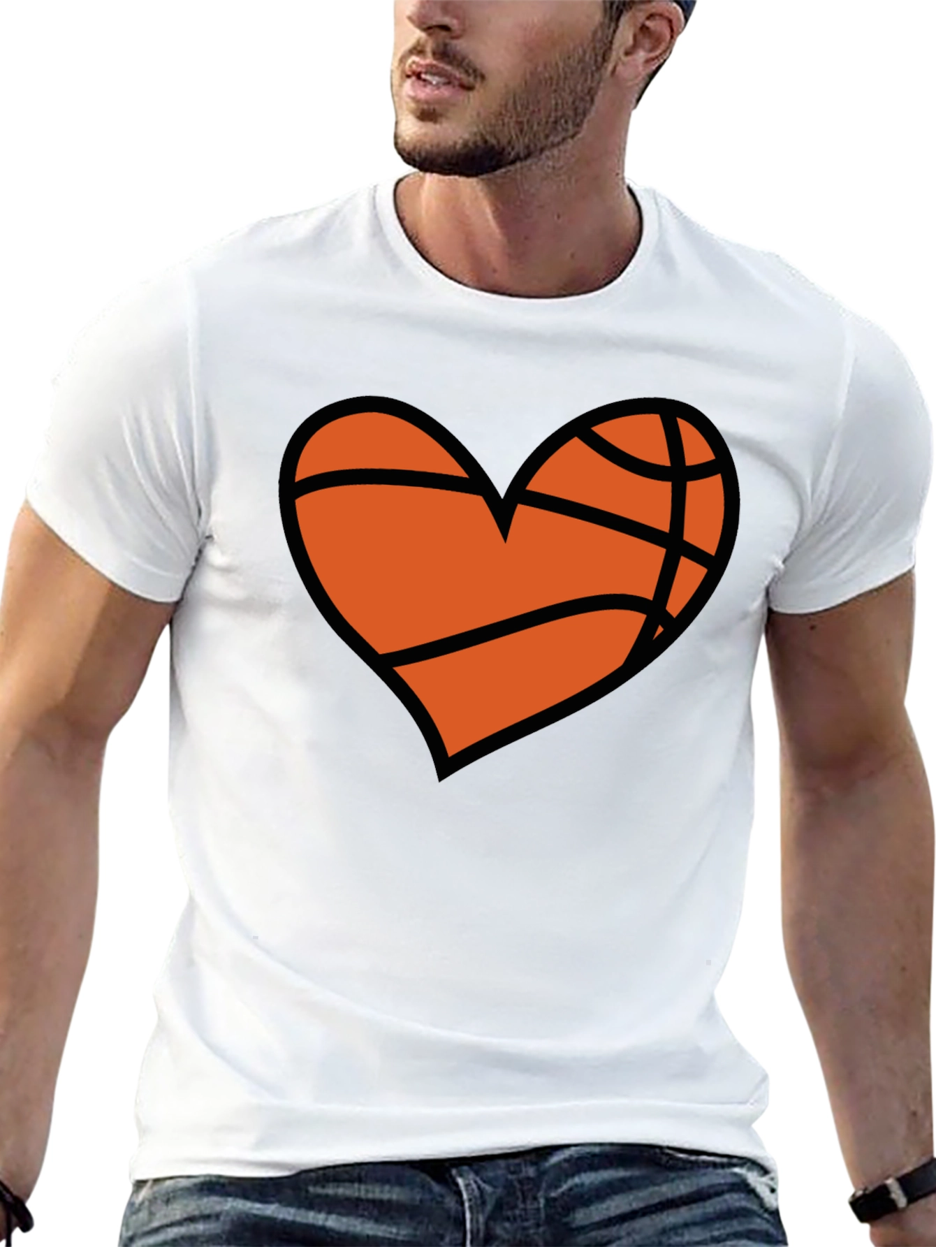 Black Basketball Heart Graphic T-Shirt view 13