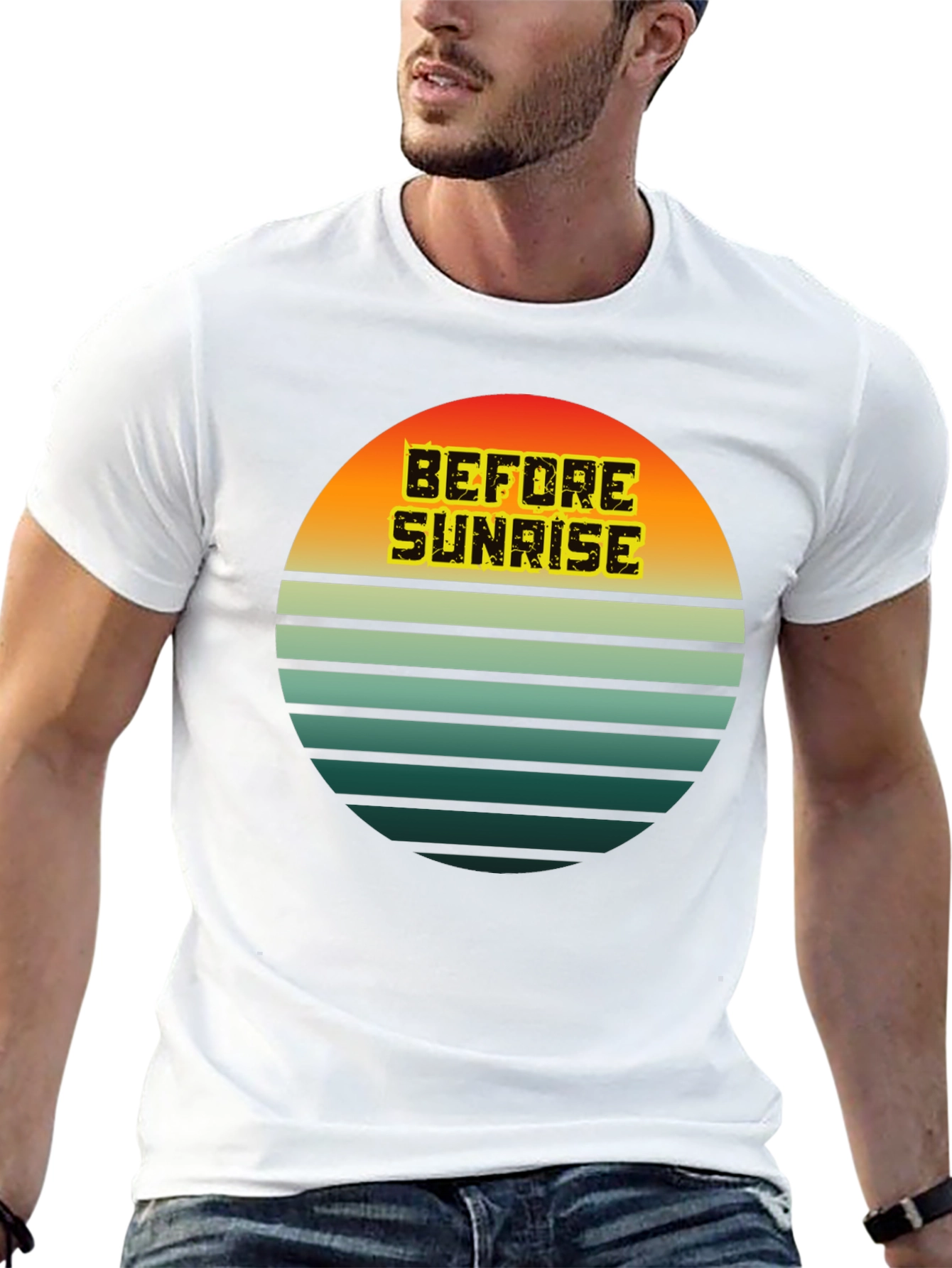 Black Retro Sunset 'Before Sunrise' Graphic Tee - Unisex view 13