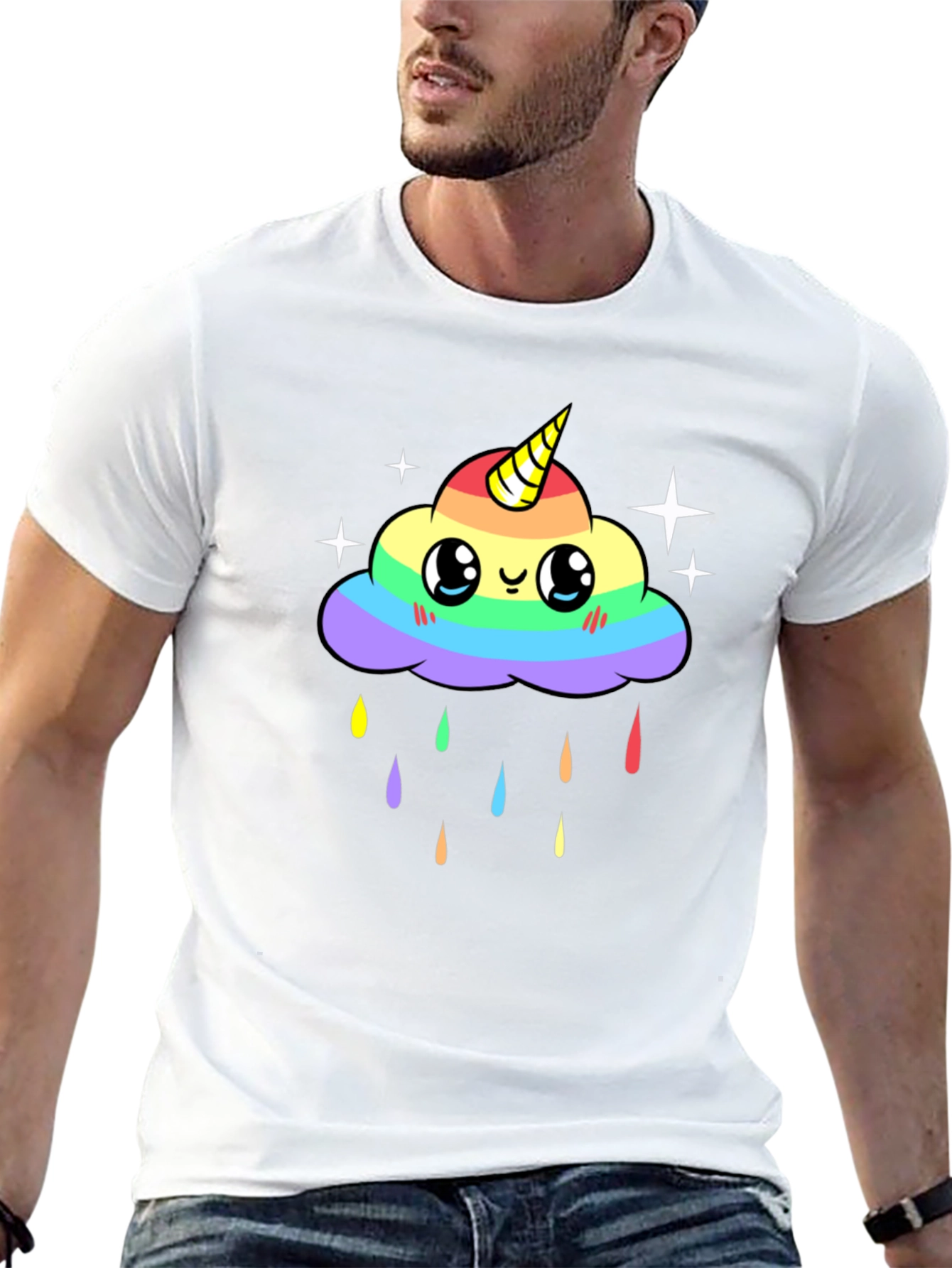 Black Rainbow Unicorn Cloud T-Shirt view 13