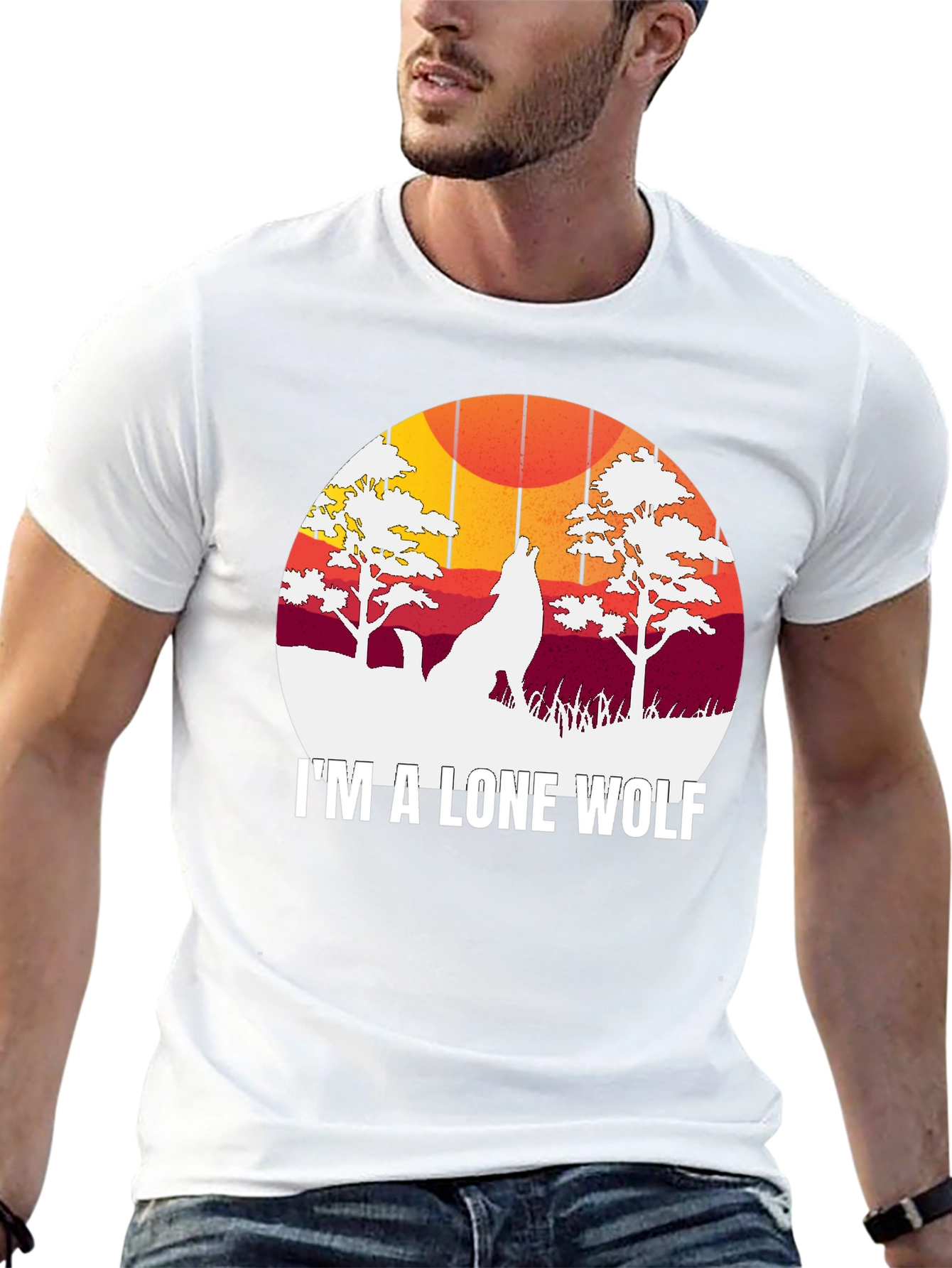 Black Lone Wolf Graphic Tee - Men's Black T-Shirt view 13