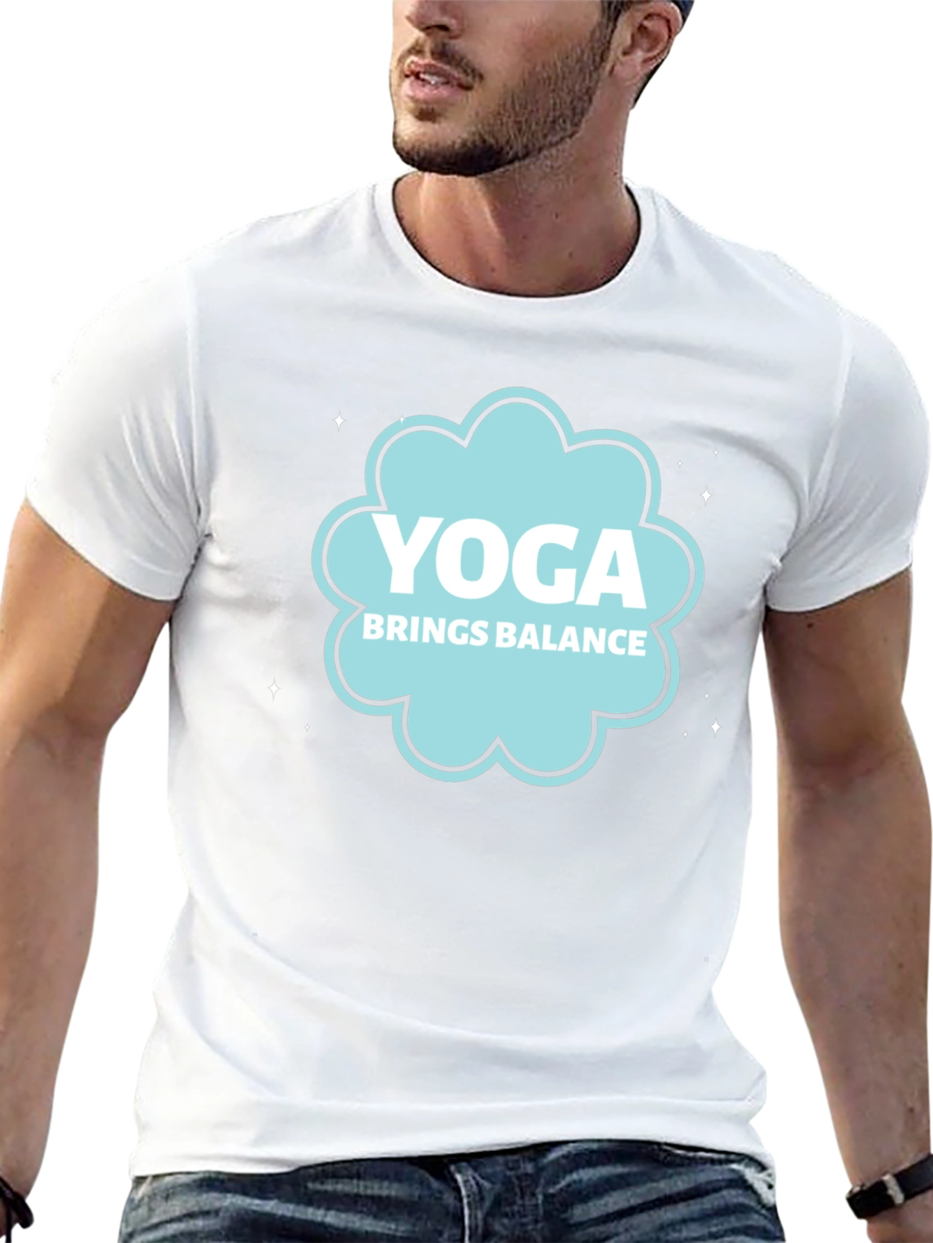 Black Yoga Brings Balance Black Graphic Tee view 13