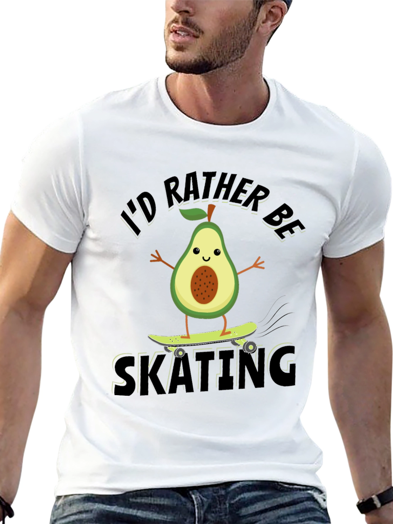 Black I'd Rather Be Skating Avocado Graphic Tee view 13