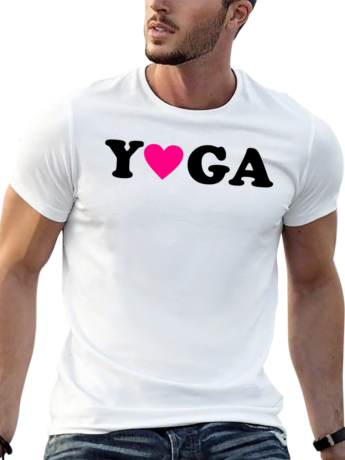Black Yoga Heart Graphic Tee - Soft Cotton Blend Shirt view 13
