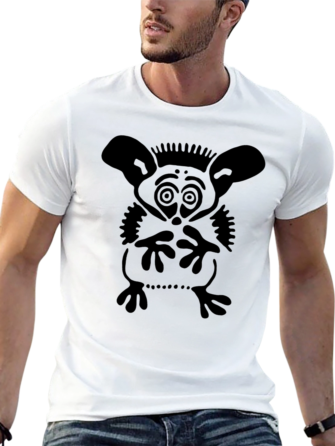 Black Unique Graphic Tee - Abstract Creature Design view 13