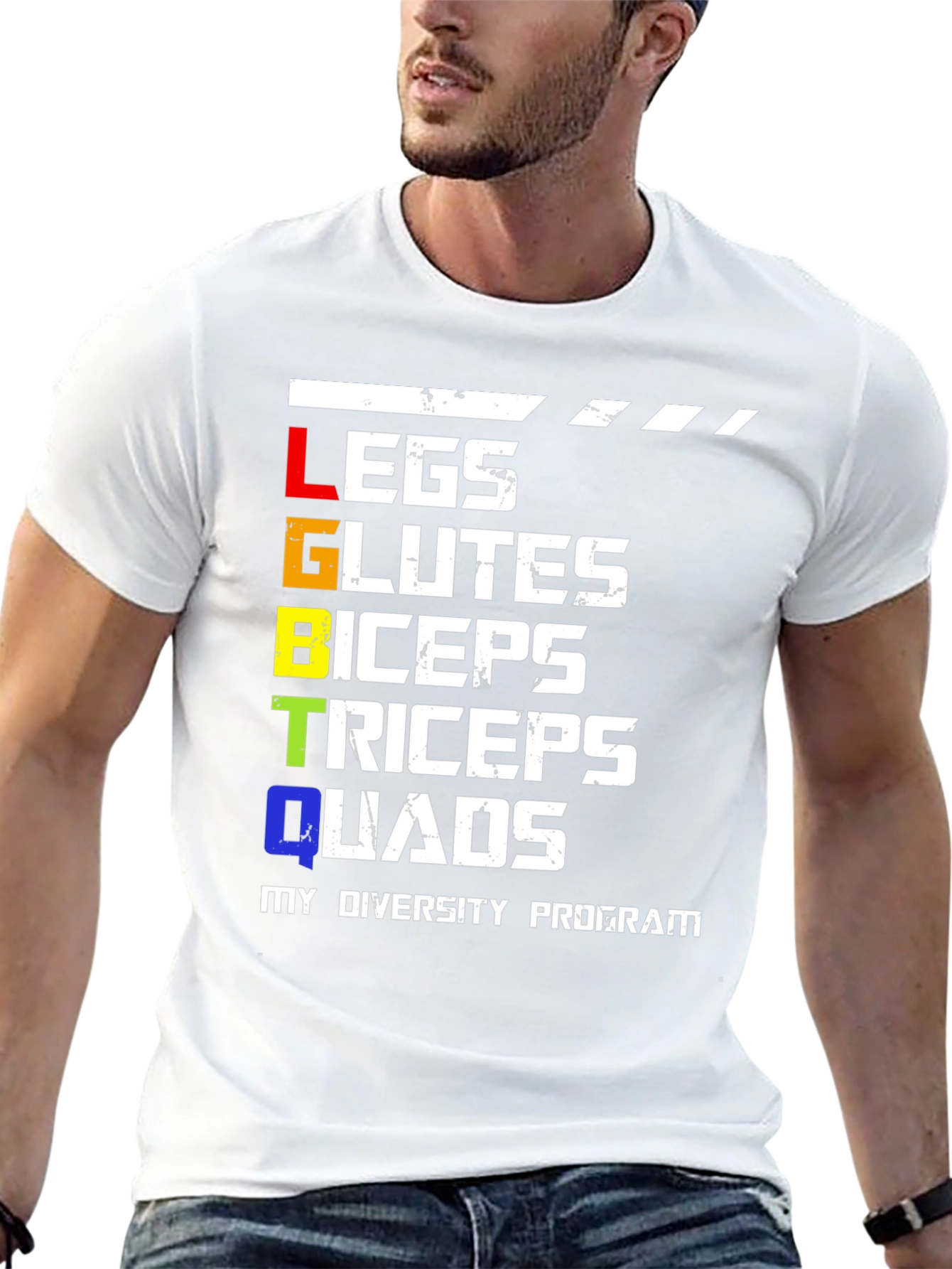 Black LGBTQ Funny Gym Workout Shirt view 13