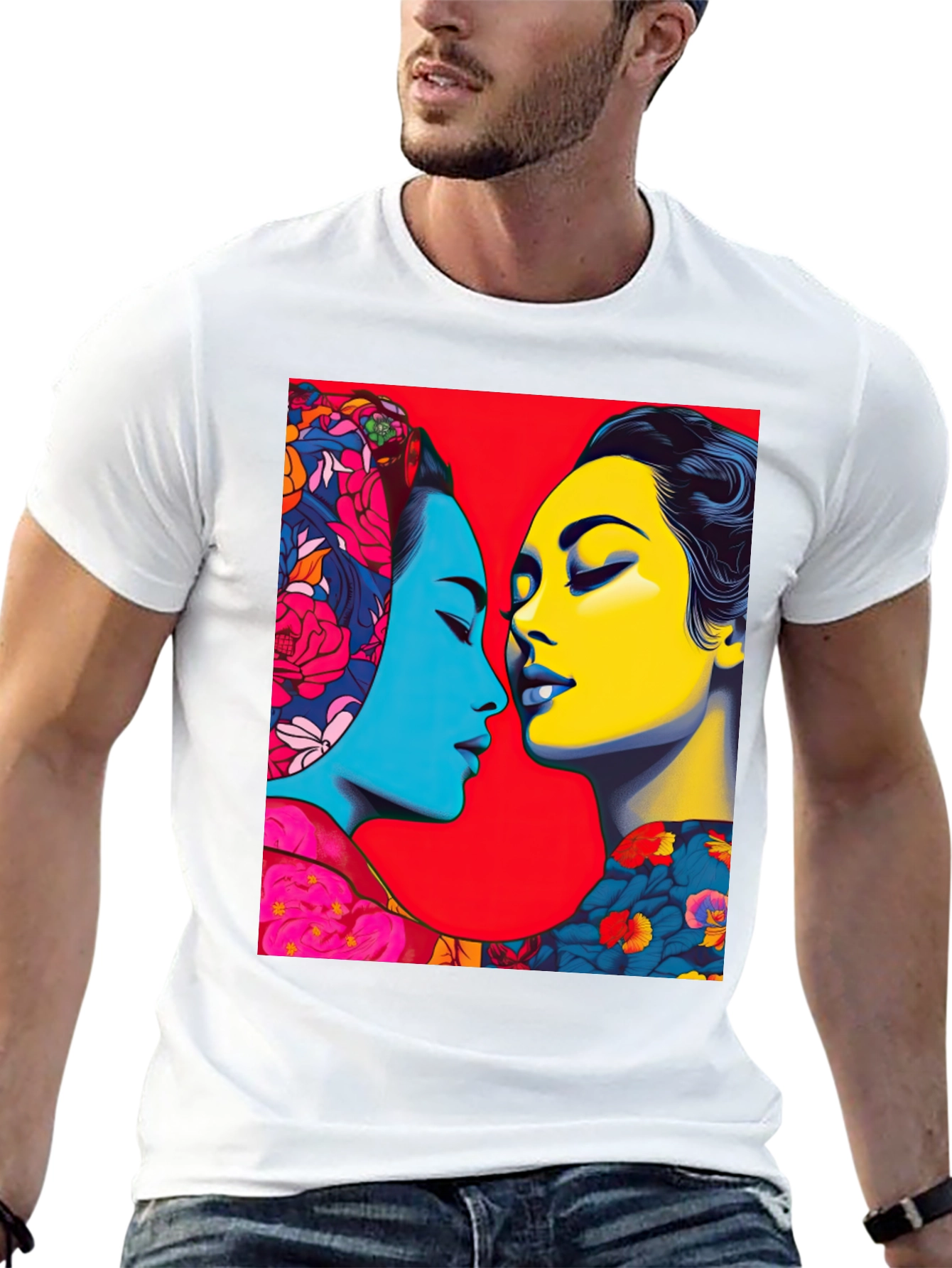 Black Artistic Portrait T-Shirt - Vivid Colors view 13