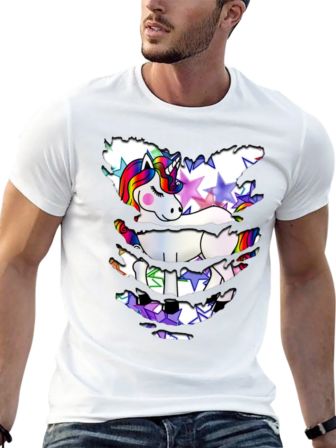 Black Unicorn Star T-Shirt - Distressed Look view 13