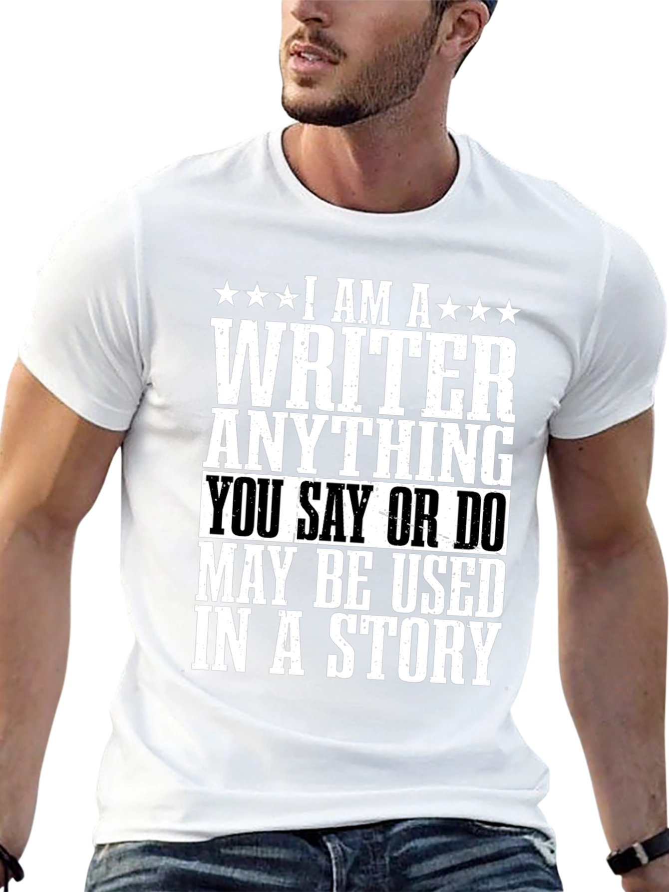 Black I AM A WRITER Funny T-Shirt view 13