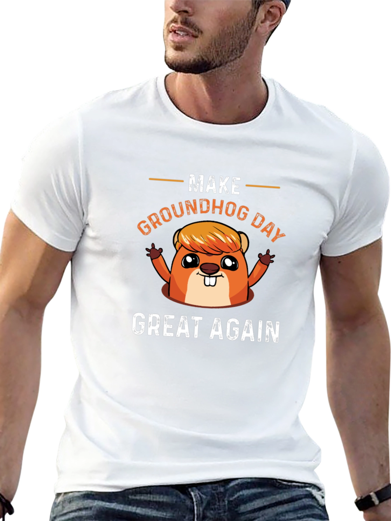Black Make Groundhog Day Great Again Funny T-Shirt view 13
