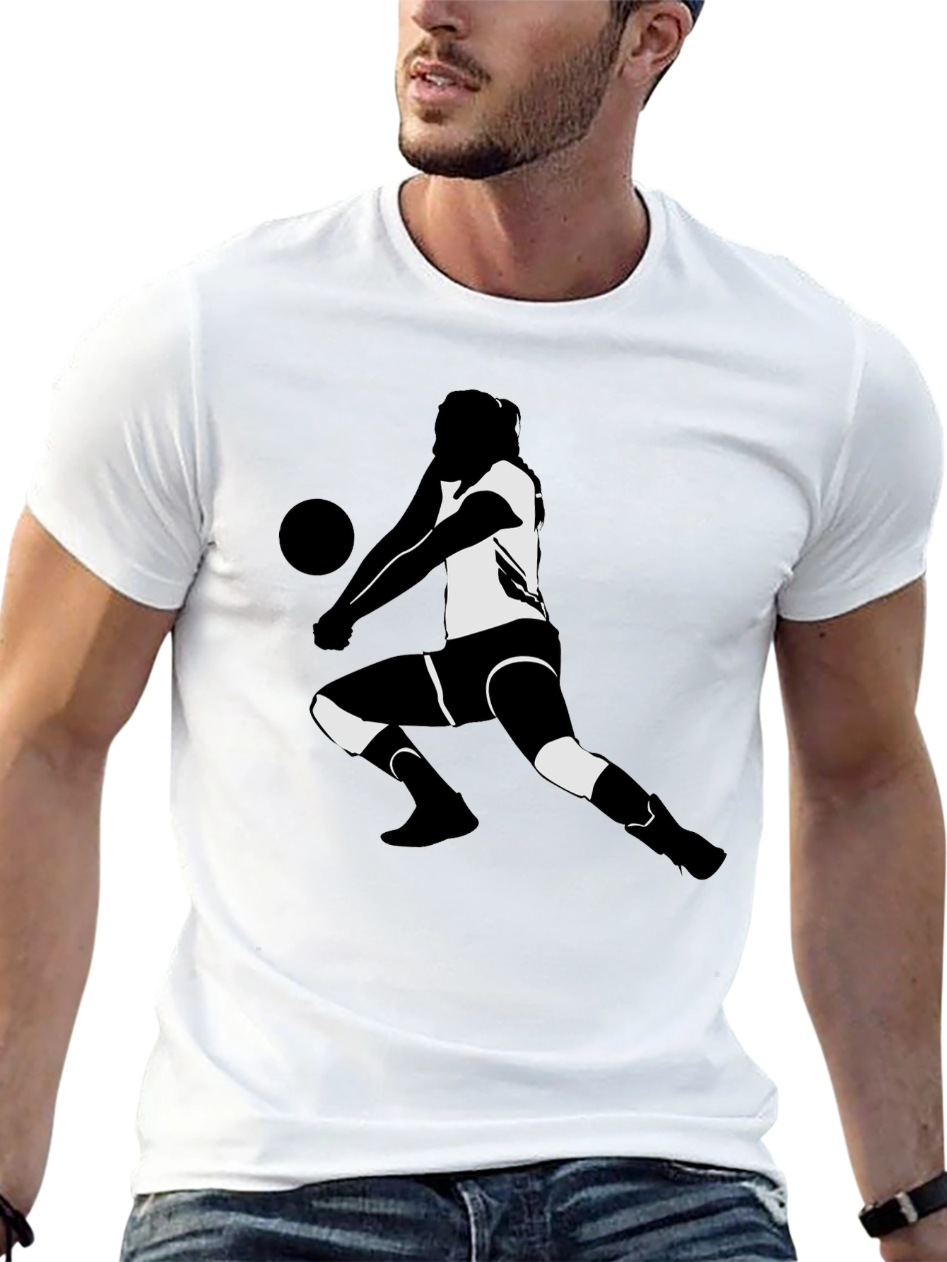 Black Volleyball Player Graphic Tee - Black T-Shirt view 13