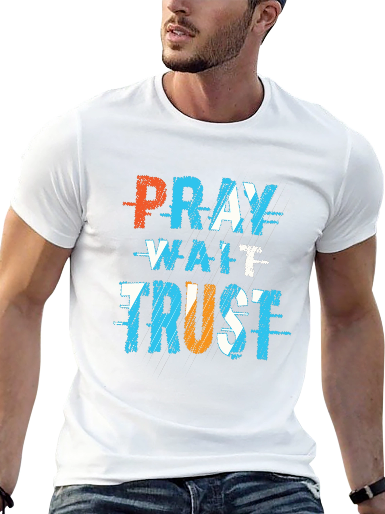 Black Pray Wait Trust Graphic T-Shirt view 13