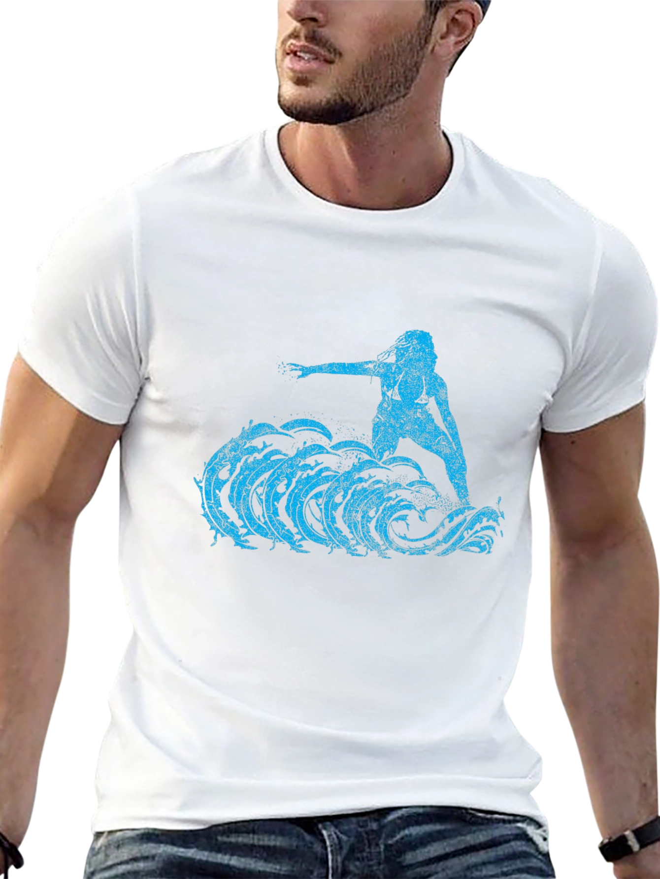Black Surfer Girl Tee - Black Cotton Graphic T-Shirt view 13