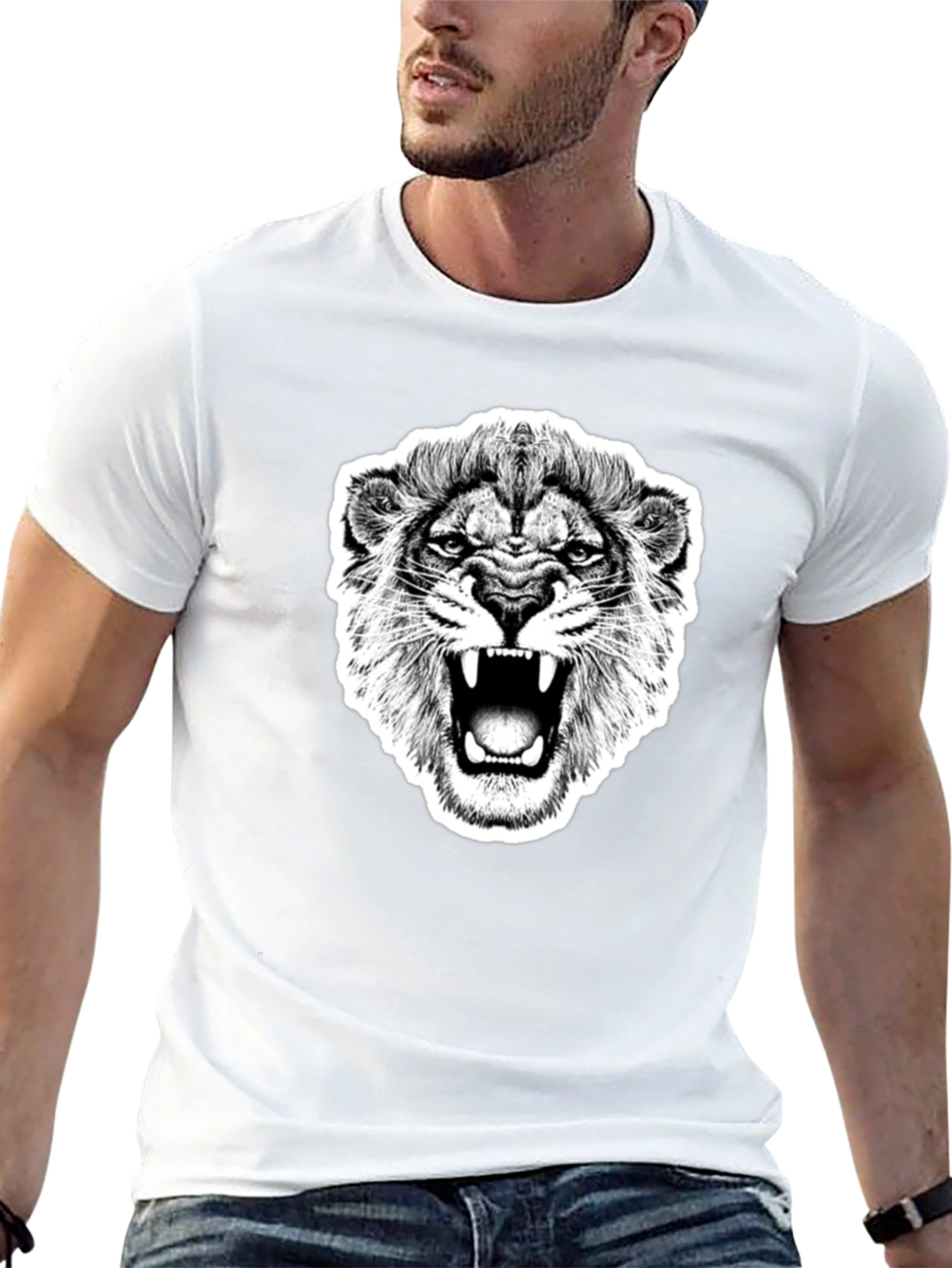 Black Lion Graphic Black T-Shirt - Bold Statement Tee view 13