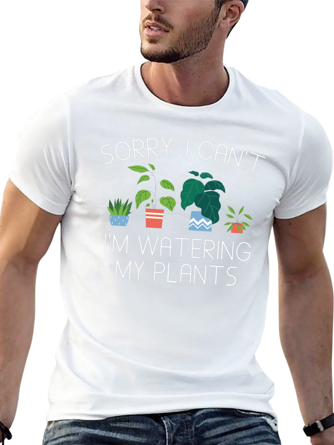 Black Sorry I Can't, I'm Watering My Plants T-Shirt view 13