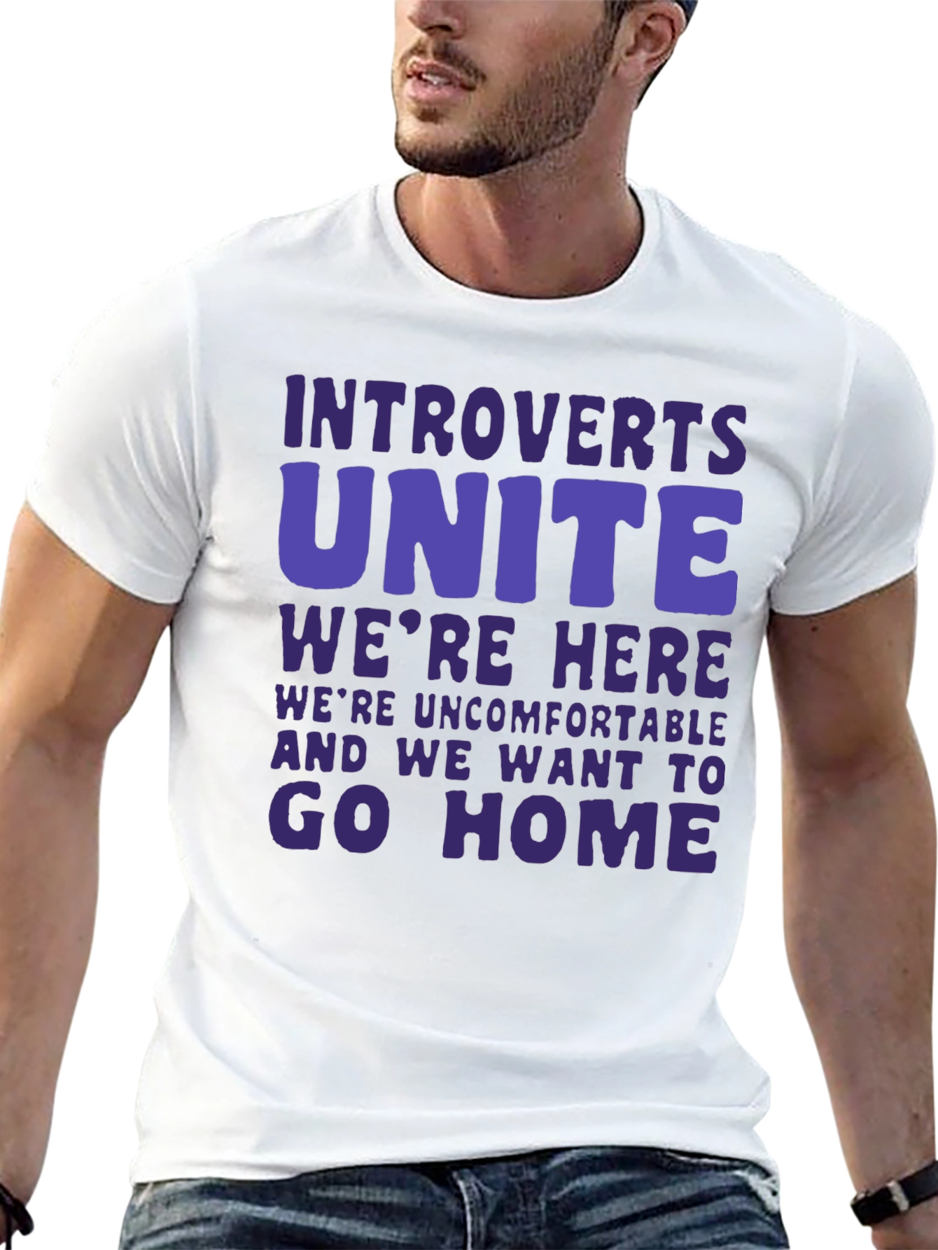 Black Introvert Unite Funny Graphic T-Shirt view 13