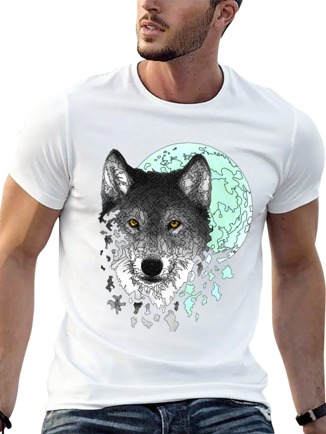 Black Wolf Moon Graphic Tee - Men's Black T-Shirt view 13
