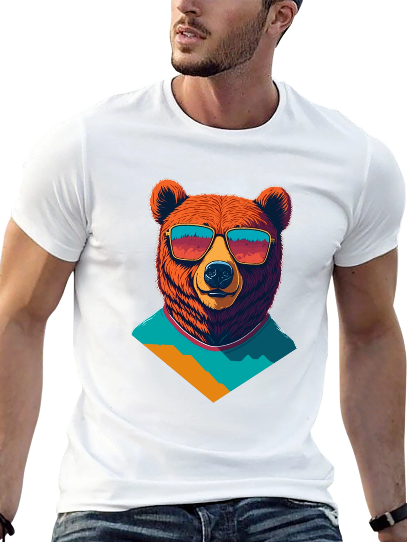 Black Cool Bear Graphic Tee - Black Cotton T-Shirt view 13