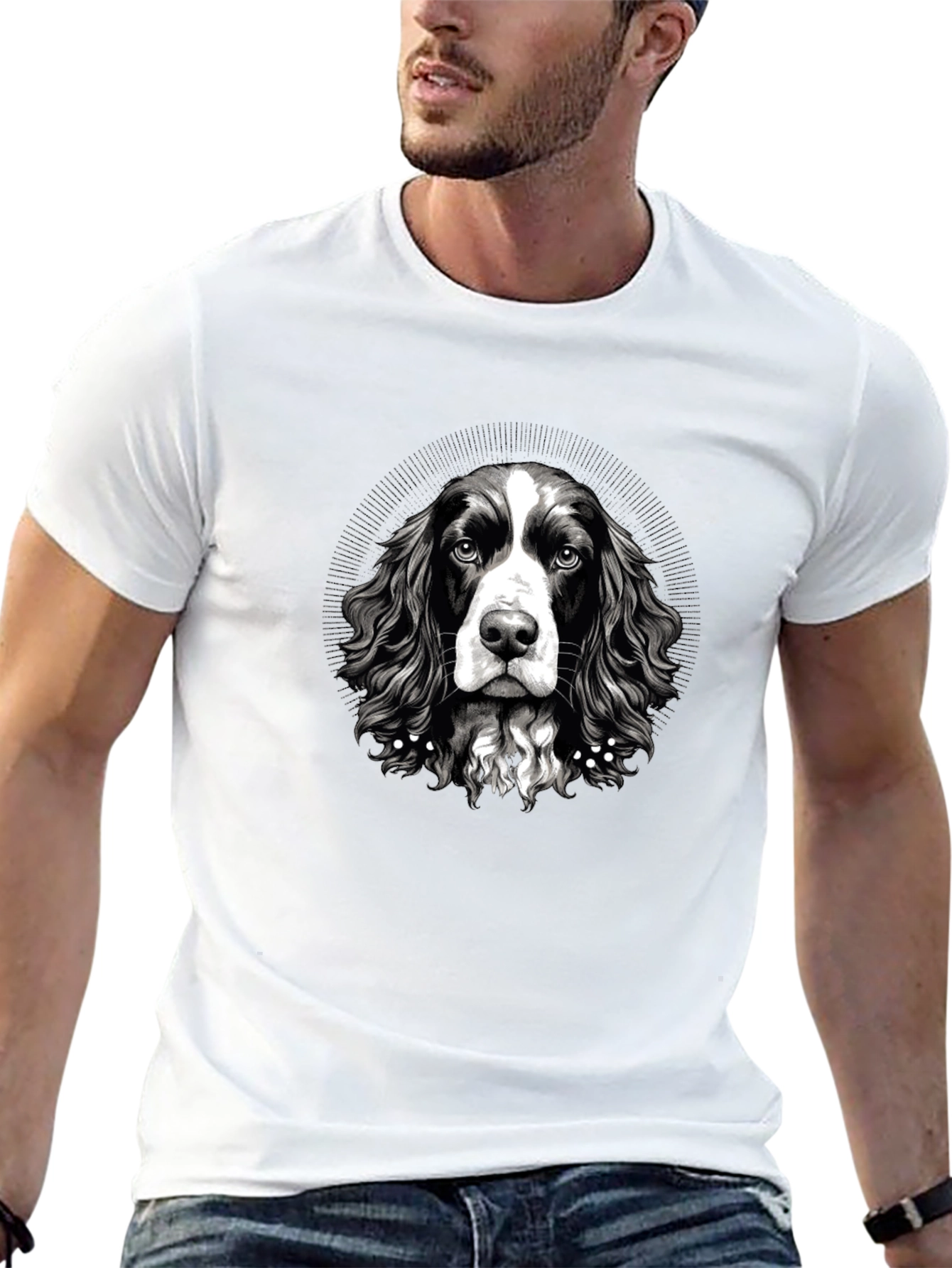 Black Dog Portrait Black T-Shirt - Men's Graphic Tee view 13